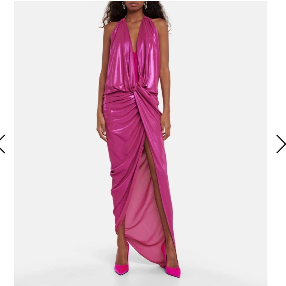 THE ATTICO Halterneck lamé maxi dress